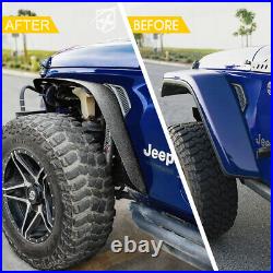 4Pcs Front & Rear Side Fender Flares Kit Steel for 2018-2021 Jeep Wrangler JL