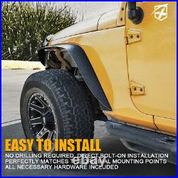 4 Pack Front & Rear Side Fender Flares Kit for 07-18 Jeep Wrangler JK Unlimited