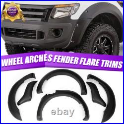 6Pcs Black Wide Wheel Arches Fender Flares Body Kit For 12-2015 Ford Ranger T6 A