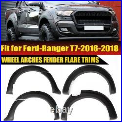 6pc Wide Wheel Arches Fender Flares Body Kit Black For Ford Ranger T7 2016-2018
