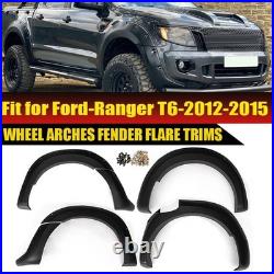 6pcs Black Wide Wheel Arches Fender Flares Body Kit For Ford Ranger T6 12-15
