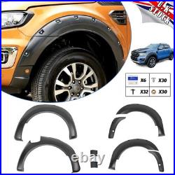 6x Wide Wheel Arches Fender Flares Body Kit Black For Ford Ranger T8 2019-22