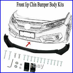 Car Front Bumper Lip Chin Side Winglet Splitter Body Kit Glossy Black ABS 4Pcs