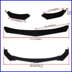 Car Front Bumper Lip Chin Side Winglet Splitter Body Kit Glossy Black ABS 4Pcs