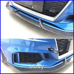Fit For Audi RS3 2017UP Carbon Fiber Front Bumper Lip Spoiler Splitters Body Kit