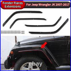 For 2007-2017 Jeep Wrangler JK Front & Rear Fender Flares Extensions Kit 4PCS