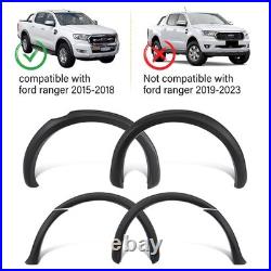 For Ford Ranger 2016-2018 4doors Wheel Arches Fender Flares Kit Matte Black
