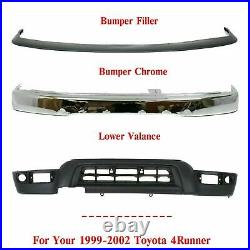 Front Bumper Chrome + Filler + Valance For 1999-2002 Toyota 4Runner Base SR5