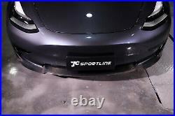 Front Bumper Lip Spoiler Body Kit Fit For Tesla Model 3 Sedan 16-21 Carbon Fiber