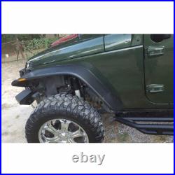 Front Rear Flat Fender Flares Kit For Jeep Wrangler JK 2/4 Door 2007-2017