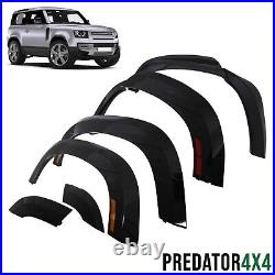 Gloss Black Pack Fender Flares Kit + Lights For Land Rover Defender 110 2020+