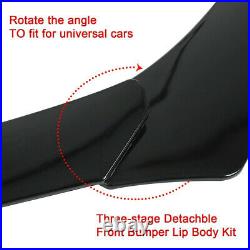 Glossy Black Universal Car Front Bumper Lip Body Kit Spoiler Splitters 3PCS UK
