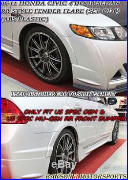 Mu-gen RR Style Wheelarch Fender Flare Kit (ABS) Fits 06-11 Civic 4dr