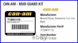 New Genuine Can-Am Mud Guard Fender Extender Flare Kit 715001115
