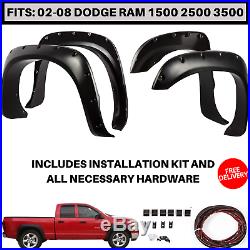 Paintable Pocket Style Fender Flares 02 08 Dodge Ram 1500 2500 3500 Hardware Kit